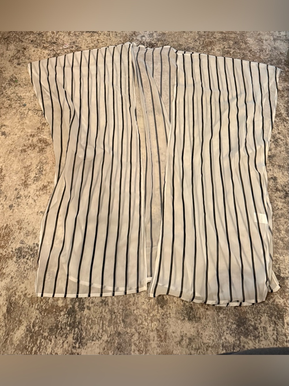 Lightweight White & Black Striped Women's kimono